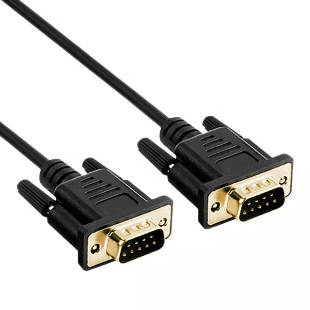 RS232 DB9 9 Pin Kabel Serial Male To Male Transmisi Data Video Gold Plate