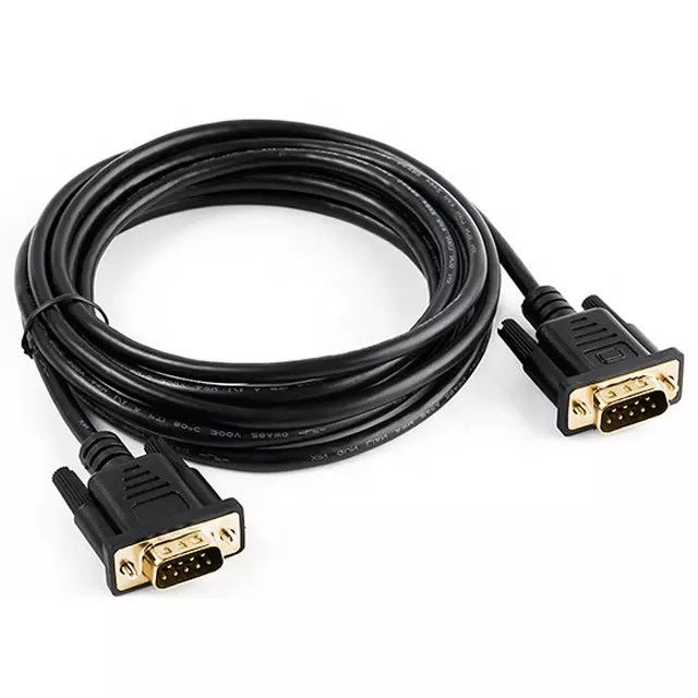 RS232 DB9 9 Pin Kabel Serial Male To Male Transmisi Data Video Gold Plate