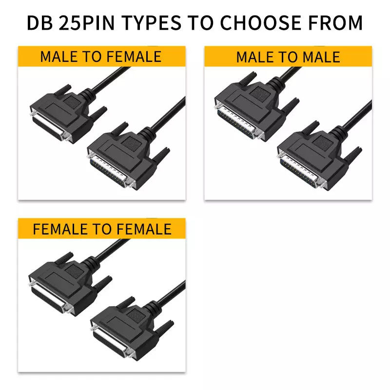 Konektor D-Sub 25 Pin Db25 Ke Db25 Kabel Komunikasi Paralel Pria Ke Wanita