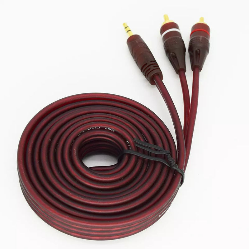Kabel Video Audio Pemutar DVD 3.5mm Stereo Male To 2 Kabel Audio Rca Male