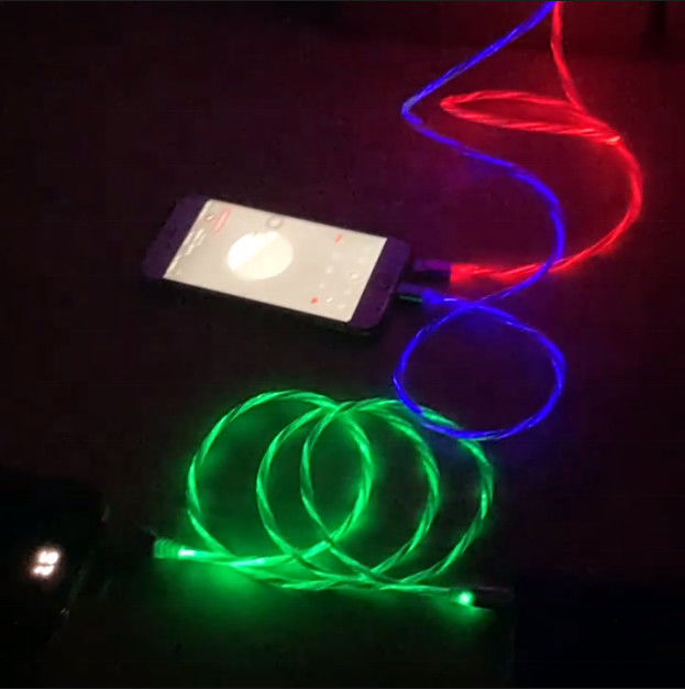Kabel Pengisi Daya Cepat 3 IN 1 Tipe C 3A LED Warna-warni Kabel Pengisi Daya USB Kabel Berkedip Petir