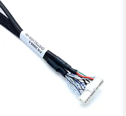 Aplikasi Elektronik Hitam Custom LVDs Wire Harness LCD Kabel Majelis untuk Panel Tampilan
