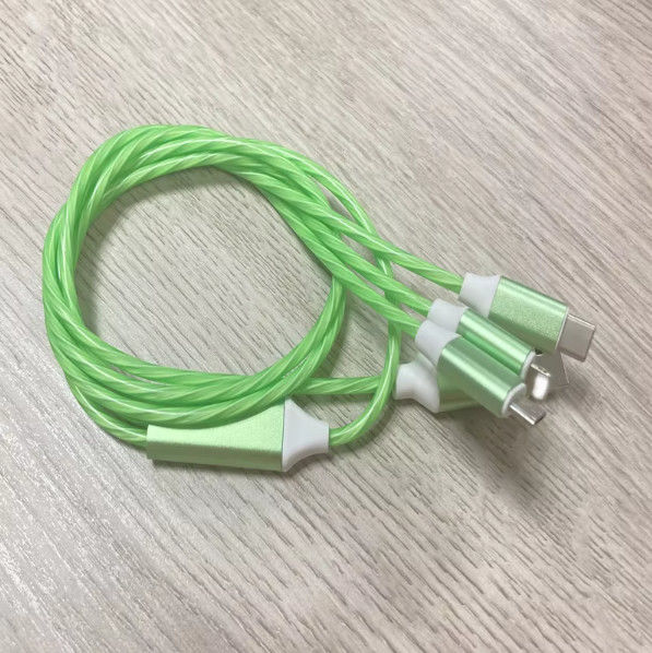 Jual panas harga pabrik 3 dalam 1 kabel USB untuk menyala di malam hari dan tanggal transfer bersinar kabel