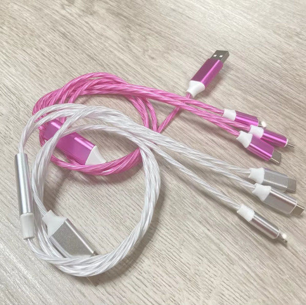 Jual panas harga pabrik 3 dalam 1 kabel USB untuk menyala di malam hari dan tanggal transfer bersinar kabel