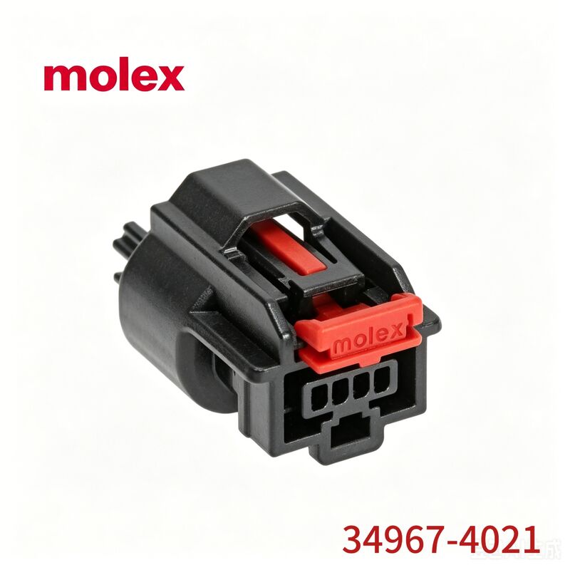 Molex 34967-4021 4-Pin Black Automotive Connector Housing dengan Klip Kunci Merah, Konektor Molex Asli
