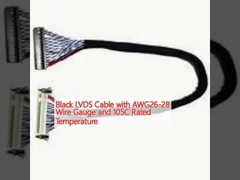 Kabel LVDS hitam dengan gauge kawat AWG26-28 dan suhu nominal 105C